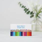 Farbige Bleistift-Tutor-Lehrer-Visitenkarte Visitenkarte (Stehend Vorderseite)