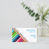Farbige Bleistift-Tutor-Lehrer-Visitenkarte Visitenkarte (Stehend Vorderseite)