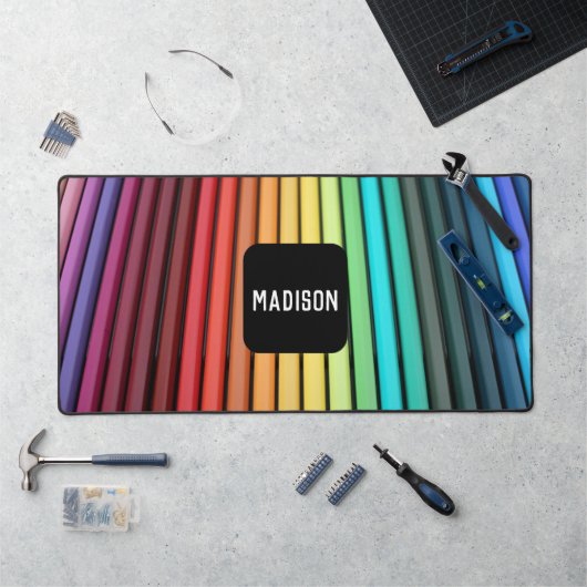 Farbige Bleistifte, Ihr Name, beruflich Schreibtischunterlage (Arbeitsplatz)