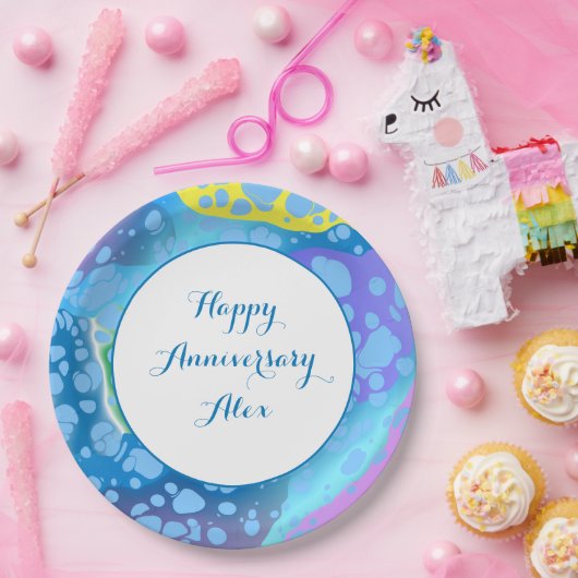 Farbige Blobs Pappteller (Party)