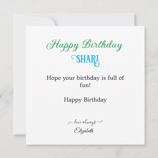 FARBIGE BLOCKS TOM THEMED KINDERGEBURTSTAG KARTE (Rückseite)