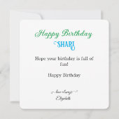 FARBIGE BLOCKS TOM THEMED KINDERGEBURTSTAG KARTE (Rückseite)