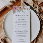 Farbige Blooms Wedding Menu Card Menükarte