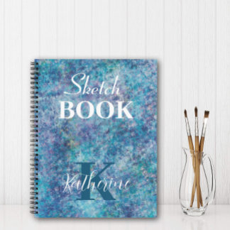 Farbige Blues Personalisiert Name Sketchbook Notizblock