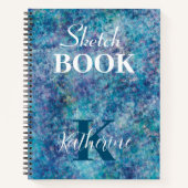 Farbige Blues Personalisiert Name Sketchbook Notizblock (Vorderseite)