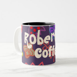 Farbige Blume 80er 80er-Stil Linie Zwei-Tone-Quadr Zweifarbige Tasse