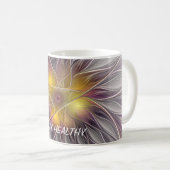 Farbige Blume, Abstrakter Fraktal Kaffeetasse (VorderseiteRechts)