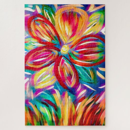 Farbige Blume Acrylic Paint Modern Floral Puzzle (Vertikal)