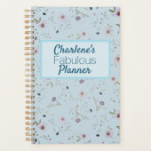 Farbige Blume auf Blue Personalisiert Planner Planer (Vorderseite)