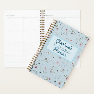 Farbige Blume auf Blue Personalisiert Planner Planer