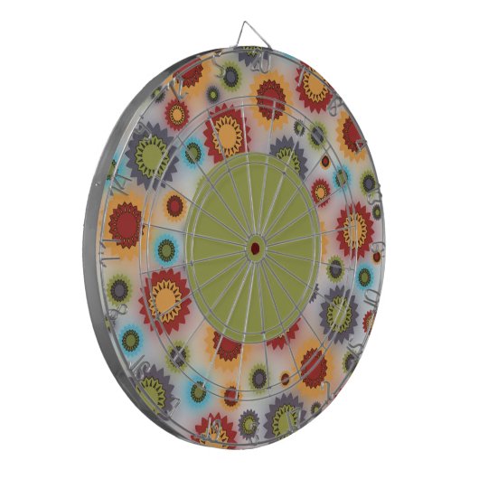 Farbige Blume auf der White Dartboard Dartscheibe (Vorderseite Links)