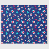 Farbige Blume auf einem dunkelblauen Hintergrund Geschenkpapier (Flach)