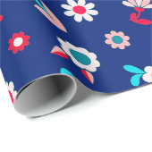 Farbige Blume auf einem dunkelblauen Hintergrund Geschenkpapier (Rolleneckpunkt)