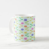 Farbige Blume auf hellgrün Kaffeetasse (Vorderseite Links)