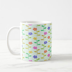 Farbige Blume auf hellgrün Kaffeetasse