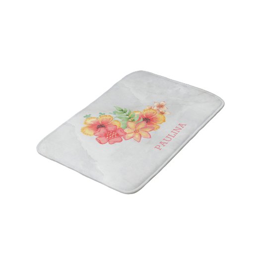 Farbige Blume auf Marmor Badematte (Schrägansicht)