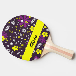 Farbige Blume auf schwarz Tischtennis Schläger