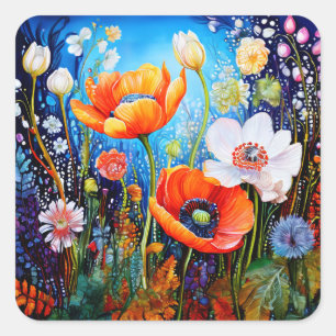 Farbige Blume Aufkleber