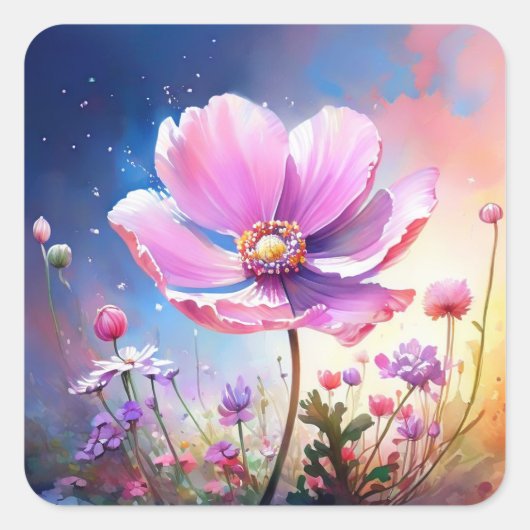 Farbige Blume Aufkleber (Vorderseite)