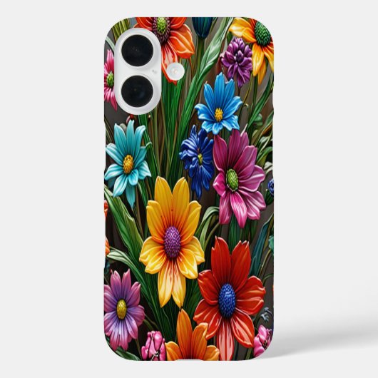 Farbige Blume aus Glas #1 - iPhone 16 Hüllen (Rückseite)