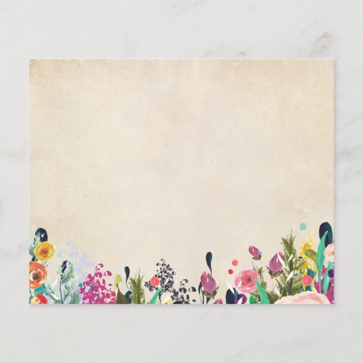 Farbige Blume Babydusche Name Hinweis Karte (Rückseite)