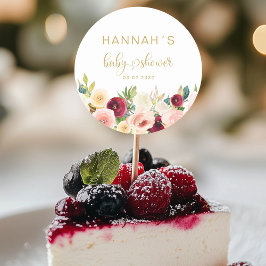 Farbige Blume, Babydusche Runder Aufkleber