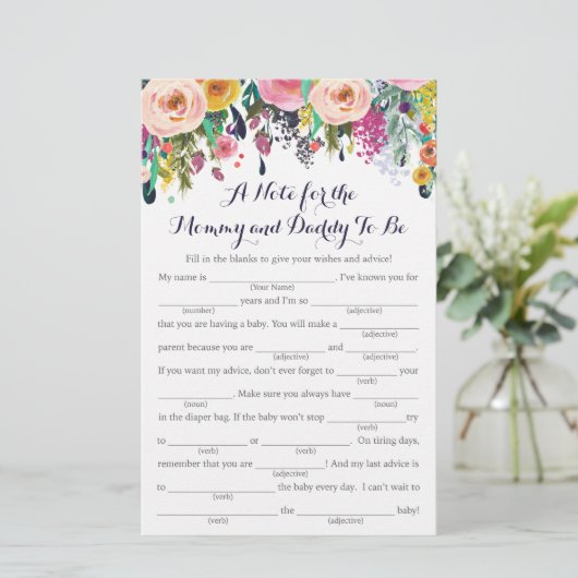 Farbige Blume Babyduschenberater Spielkarten (Stehend Vorderseite)