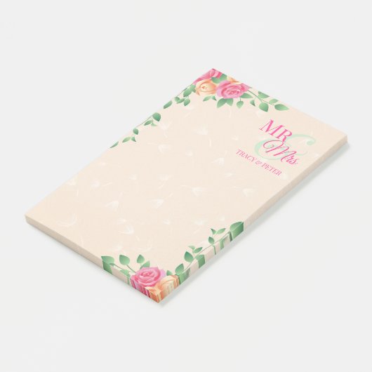 Farbige Blume Beige Hintergrund Post-it Klebezettel (angewinkelt)