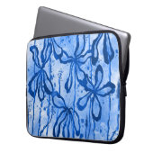 Farbige Blume blau Laptopschutzhülle (Vorderseite Links)