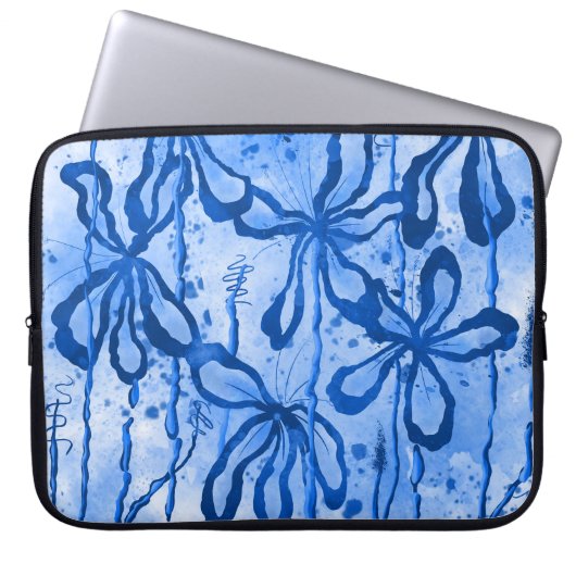 Farbige Blume blau Laptopschutzhülle (Vorderseite)