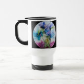 Farbige Blume Blau Lila rosa Kunst Reisebecher (Links)