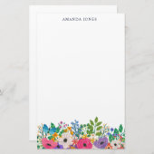 Farbige Blume & Blauer Schmetterling Briefpapier (Vorne/Hinten)