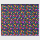 Farbige Blume blüht exotische Blumenmuster Geschenkpapier (Flach)