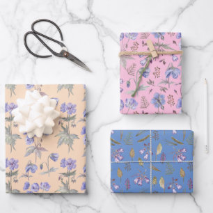 Farbige Blume Blumengarten Nahtloses Muster Geschenkpapier Set