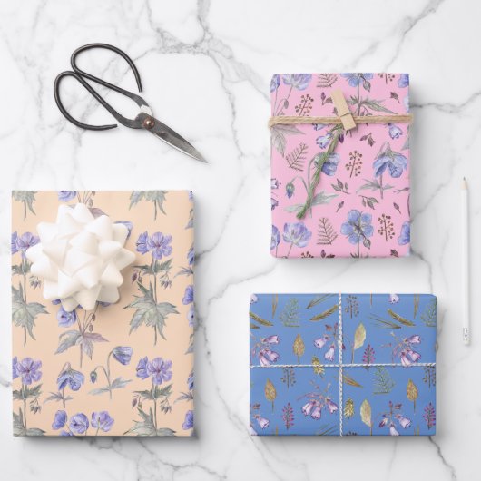 Farbige Blume Blumengarten Nahtloses Muster Geschenkpapier Set (Vorderseite)