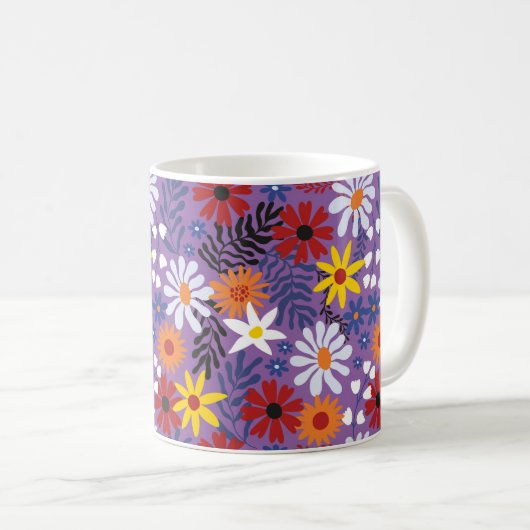 Farbige Blume Blumenmuster Hintergrund Kaffeetasse (VorderseiteRechts)