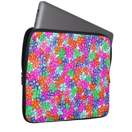 Farbige Blume Blumenmuster L Laptopschutzhülle (Vorne Rechts)