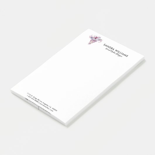 Farbige Blume boho Schädeldarstellung Post-it Klebezettel (angewinkelt)