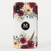 Farbige Blume Border Monogram Case-Mate iPhone Hülle (Rückseite)