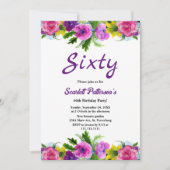 Farbige Blume Botanische Flora 60. Geburtstag Einladung (Vorderseite)
