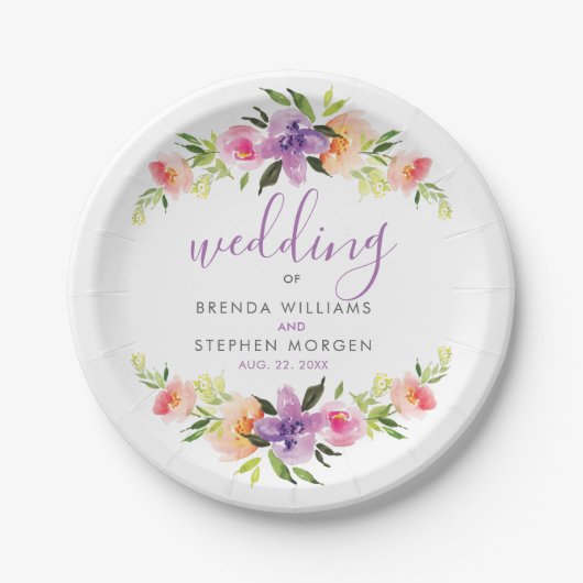 Farbige Blume Bouquet Frame Pappteller (Vorderseite)