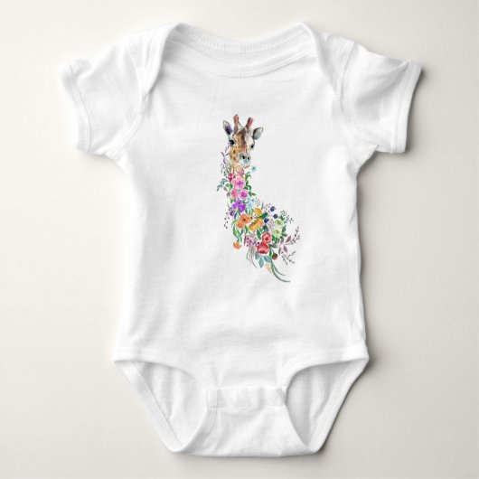 Farbige Blume Bouquet Giraffe Baby Bodysuit Baby Strampler (Vorderseite)