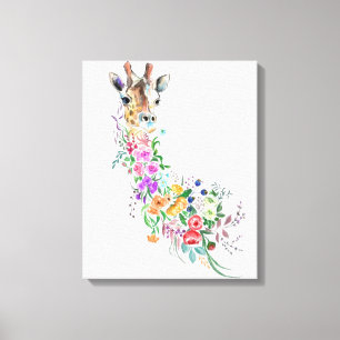 Farbige Blume Bouquet Giraffe Canvas Print Leinwanddruck