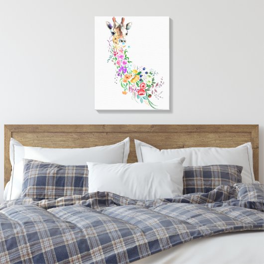 Farbige Blume Bouquet Giraffe Canvas Print Leinwanddruck (Insitu (Schlafzimmer))