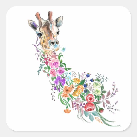 Farbige Blume Bouquet Giraffe Sticker (Vorderseite)