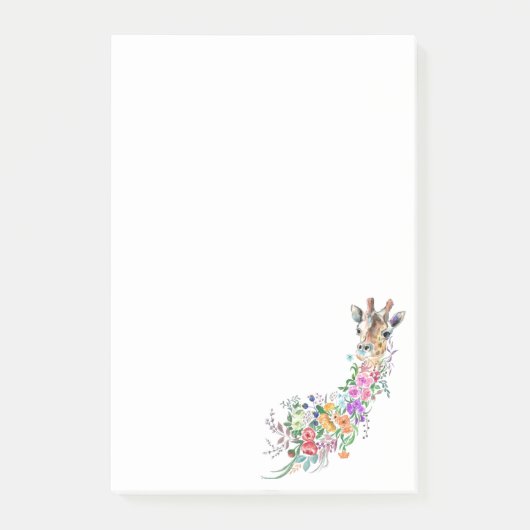 Farbige Blume Bouquet Giraffe Sticknotes Post-it Klebezettel (Vorderseite)