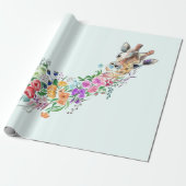 Farbige Blume Bouquet Giraffe Wrapping Paper Geschenkpapier (Ungerollt)