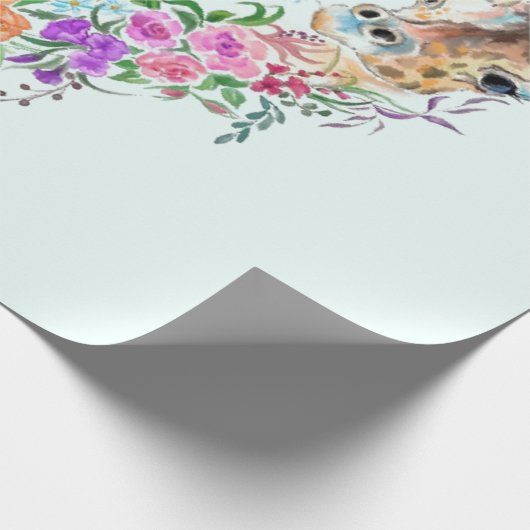 Farbige Blume Bouquet Giraffe Wrapping Paper Geschenkpapier (Ecke)