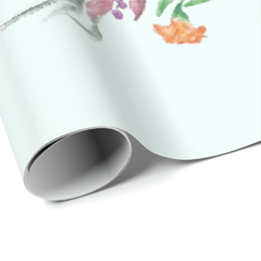 Farbige Blume Bouquet Giraffe Wrapping Paper Geschenkpapier (Rolleneckpunkt)