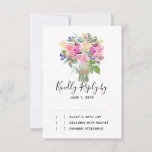 Farbige Blume Bouquet UAWG Response Card RSVP Karte